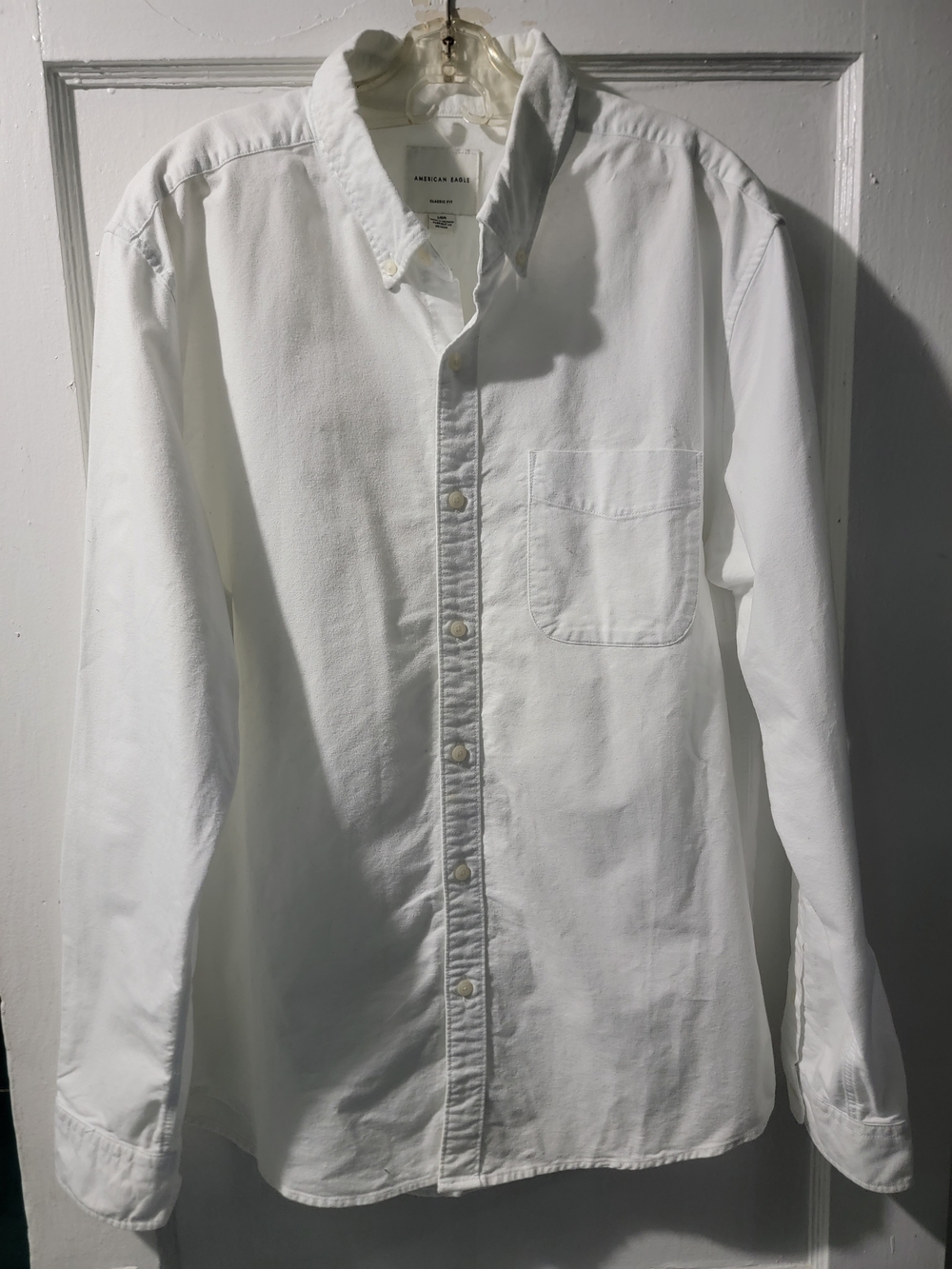 American Eagle Outfitters White Long-Sleeve Button-Down Shirt